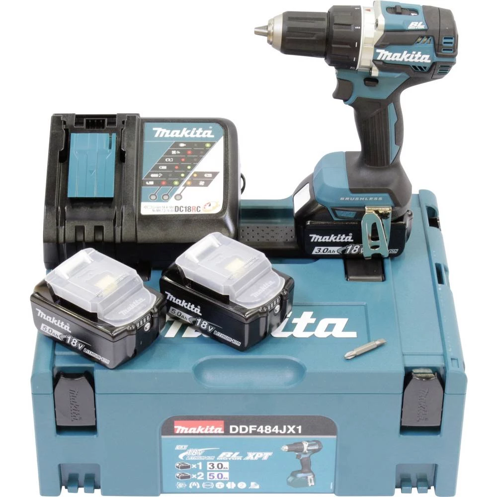 Makita DDF484JX1 akumulatorska bušilica 18 V 3.0 Ah, 5.0 Ah li-ion uklj. 3 akumulatora, uklj. punjač, uklj. kofer slika