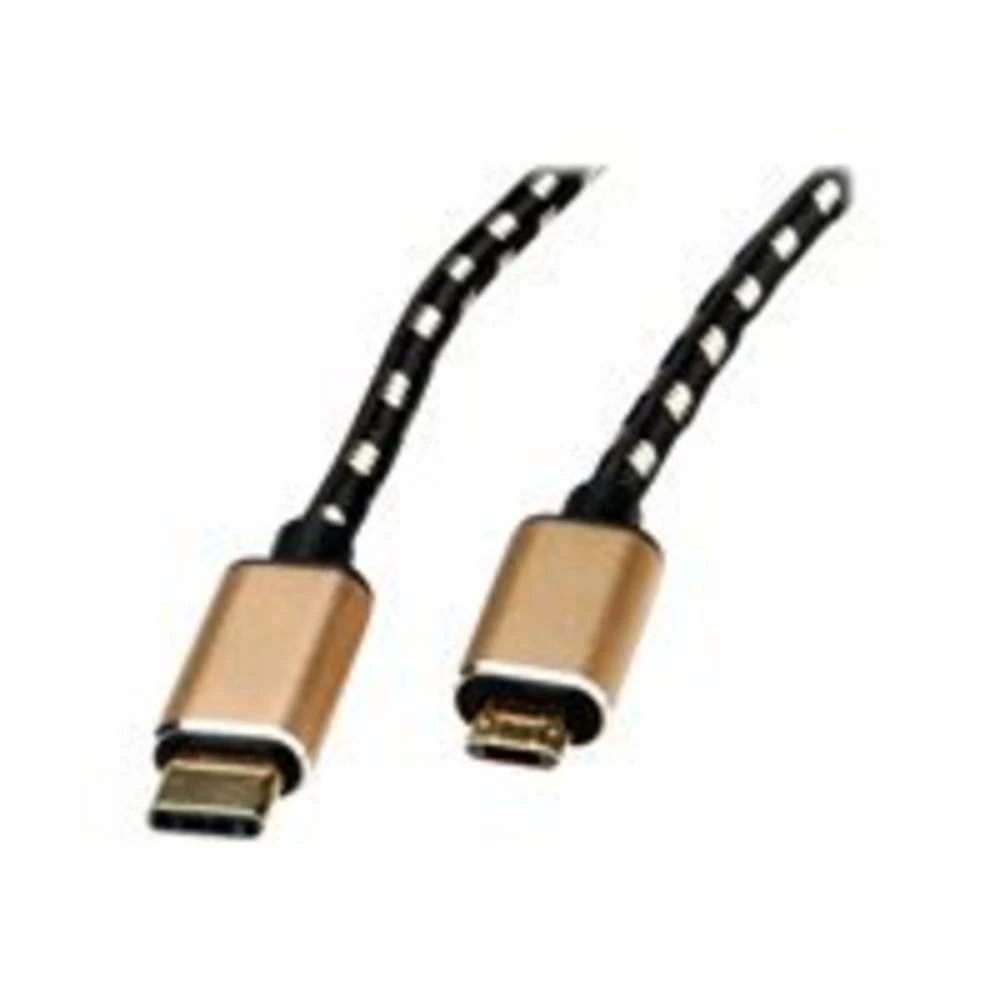 Roline USB kabel USB 2.0 USB-C® utikač, USB-Micro-B utikač 1.80 m crna, zlatna sa zaštitom 11.02.8790 slika