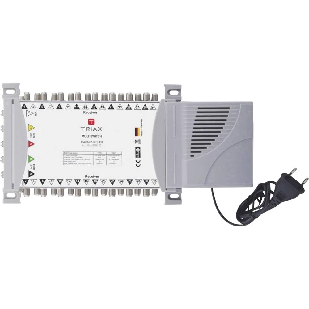 Satelitski multiprekidač Triax TMS 532 SE P-EU Ulazi: 5 (4 Sat/1 zemaljske) Broj sudionika: 32 slika