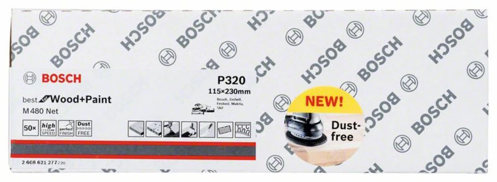 Bosch Accessories M480 2608621277 Orbitalni brusni papir Granulacija 320 (D x Š) 230 mm x 115 mm 50 ST slika