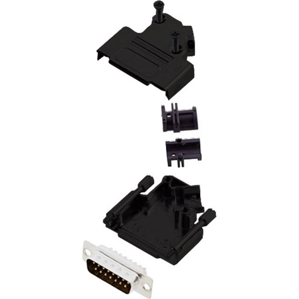 Komplet D-SUB pinskih konektora 45 ° Broj polova: 15 Lemni kup encitech D45ZK15-BK-DBP-K 1 ST slika