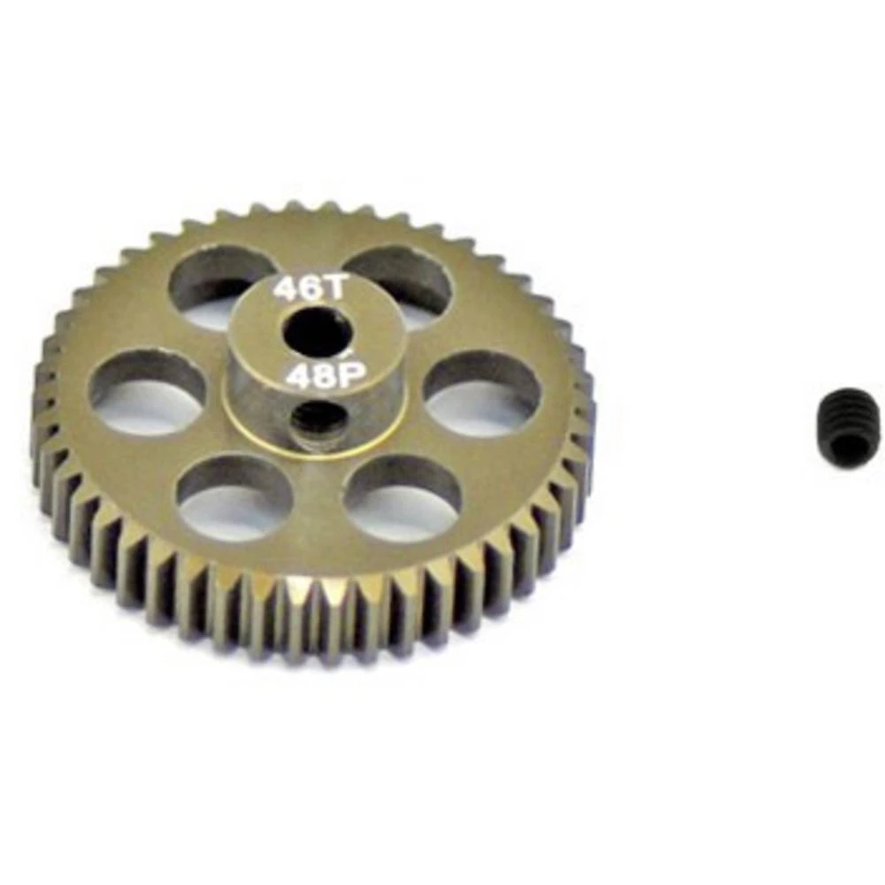 Mali zupčanik motora ArrowMax Tip modula: 48 DP Promjer bušotine: 3.175 mm Broj zubaca: 46 slika