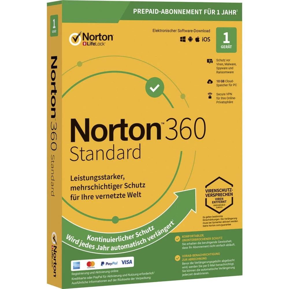 Norton Life Lock Norton™ 360 Standard 10GB GE 1 USER 1 DEVICE 12MO godišnja licenca, 1 licenca Windows, mac os, android slika