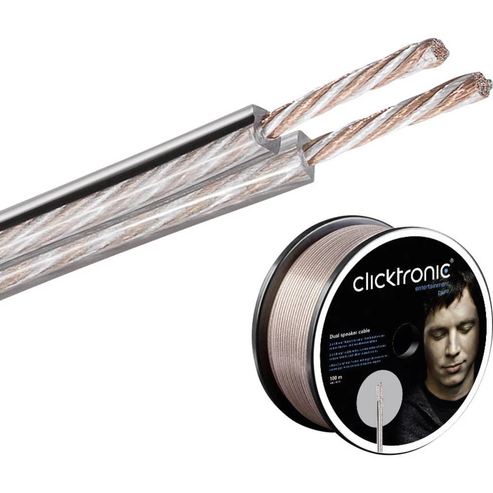 Zvučnički kabel 2 x 4 mm&sup2; Srebrna clicktronic 52815 100 m slika