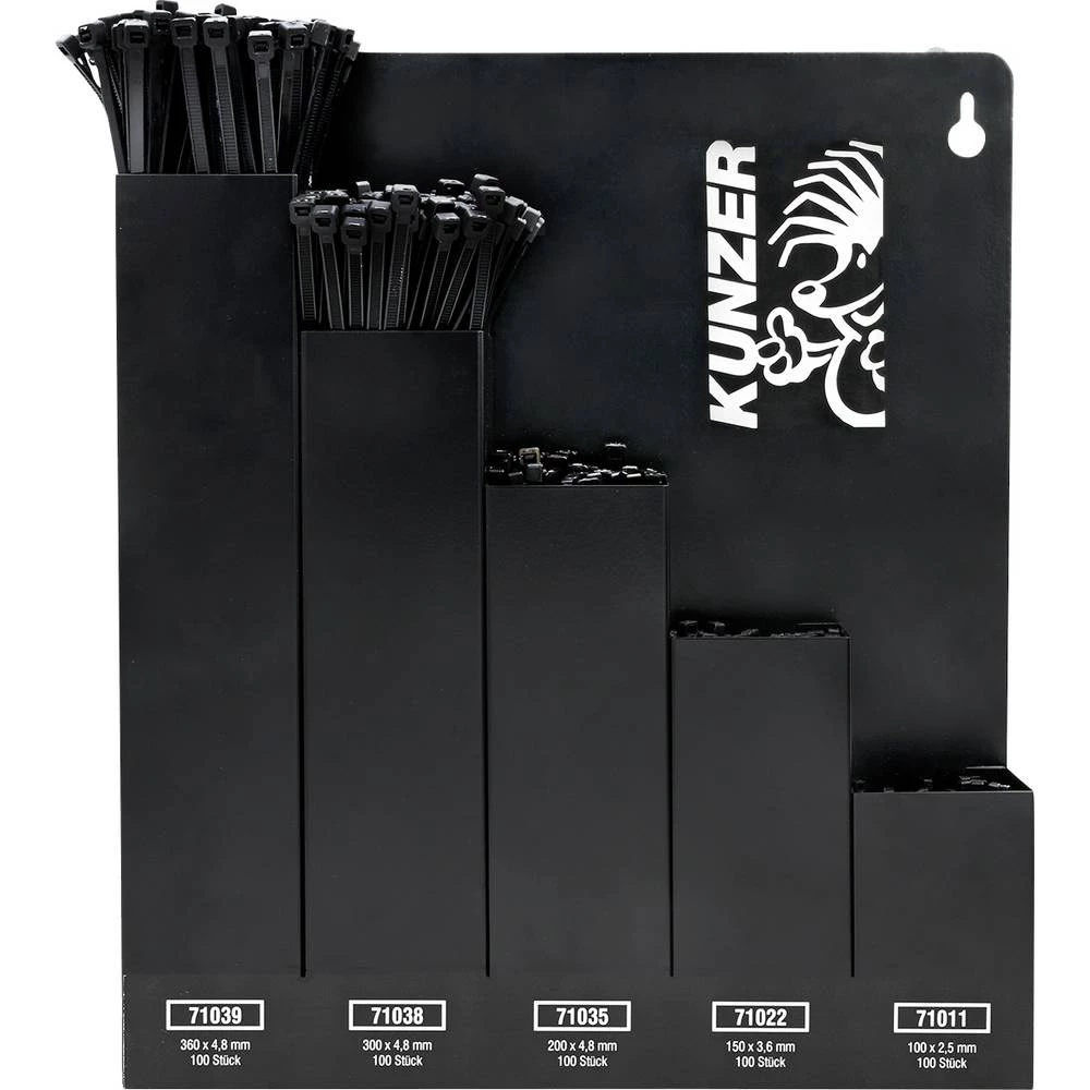 Kunzer 7KBS500 komplet vezica 100 mm, 150 mm, 200 mm, 300 mm, 360 mm crna 500 kom. slika