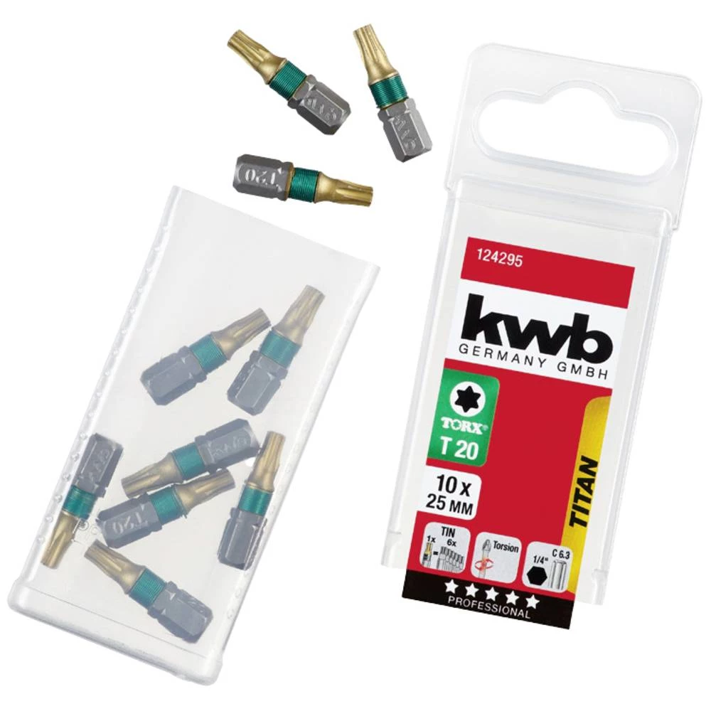 kwb titan bitovi - TX T 20 bit set od 10 25 mm kwb  124295 TX-bit T 20 titan  C 6.3 10 St. slika