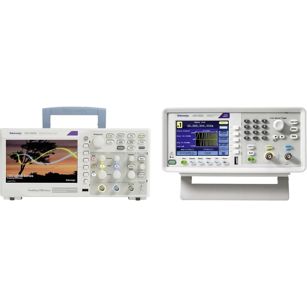 Tektronix TBS1052B + AFG1022 Digitalni osciloskop 50 MHz 2-kanalni 1 GSa/s 2.5 kpts 8 Bit Digitalni osciloskop s memorijom (ODS) slika