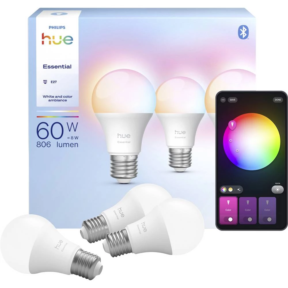 Philips LED žarulja 929004235407 Energetska učinkovitost 2021: F (A - G) Hue Essential White & Col. Amb. E27 slika