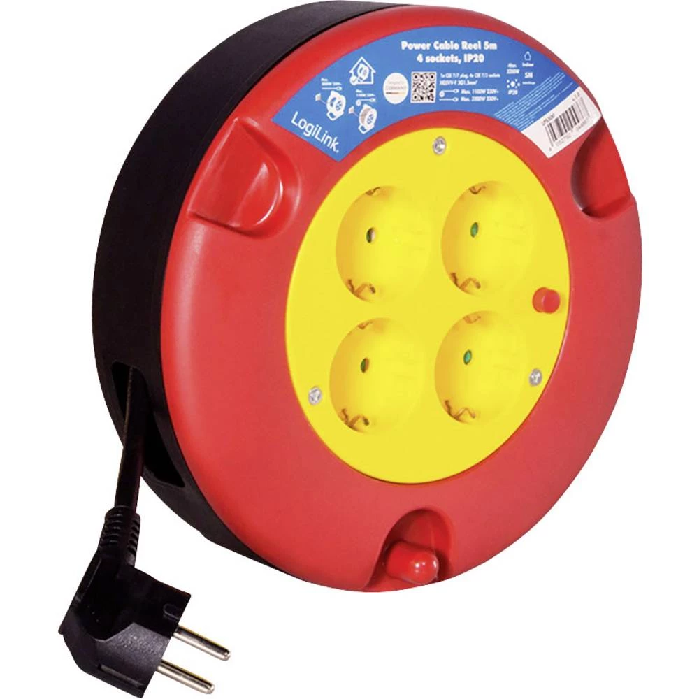 LogiLink LPS500 kabelski bubanj 5.00 m crna sigurnosni utikač slika