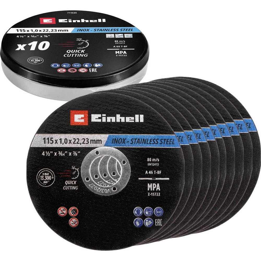 Einhell 711525 set reznih ploča 115 mm 10 kom. metal, nehrđajući čelik, čelik, lim slika
