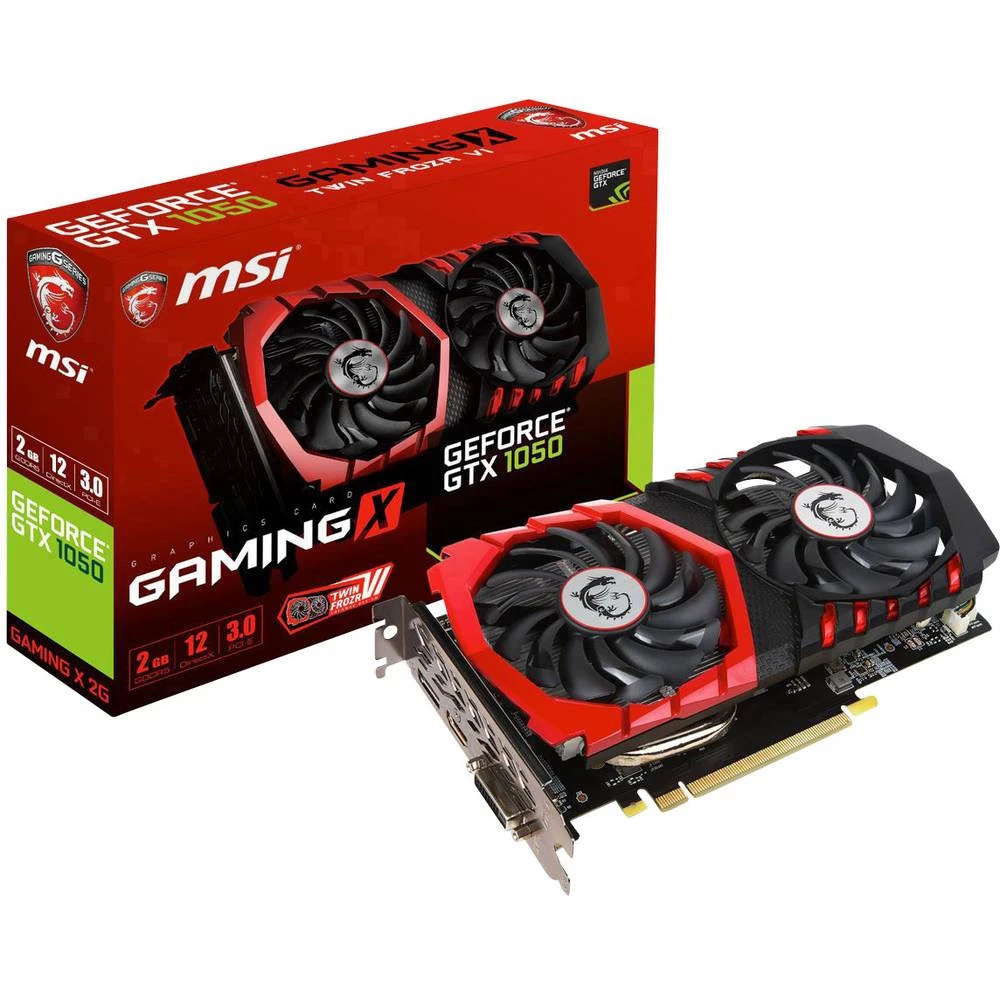 Grafička kartica MSI Gaming Nvidia GeForce GTX1050 Gaming X 2 GB GDDR5X-RAM PCIe x16 HDMI&trade;, DVI, DisplayPort slika