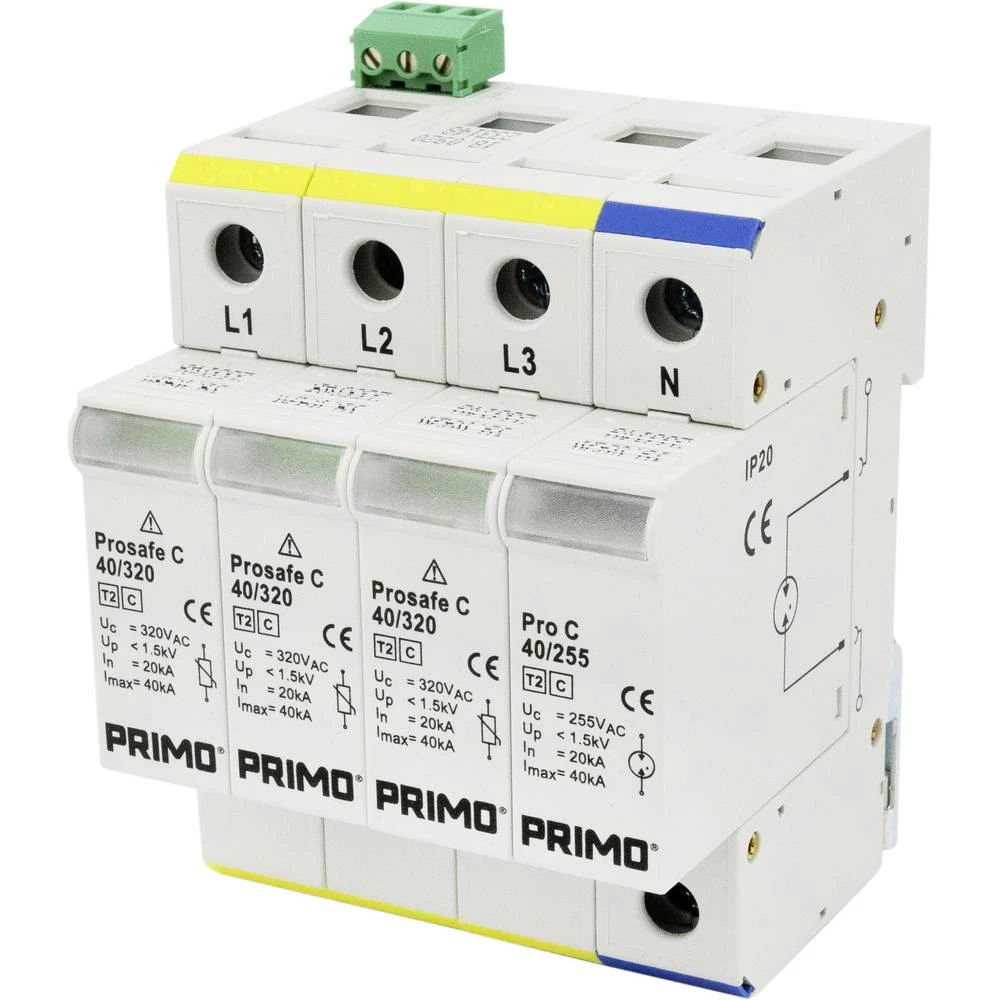 Zaštita od prenapona za razvodni ormar Zaštita od prenapona za: Razdjelni ormar PRIMO Prosafe CR 160/320 TNS (4+0) P178 20 kA slika