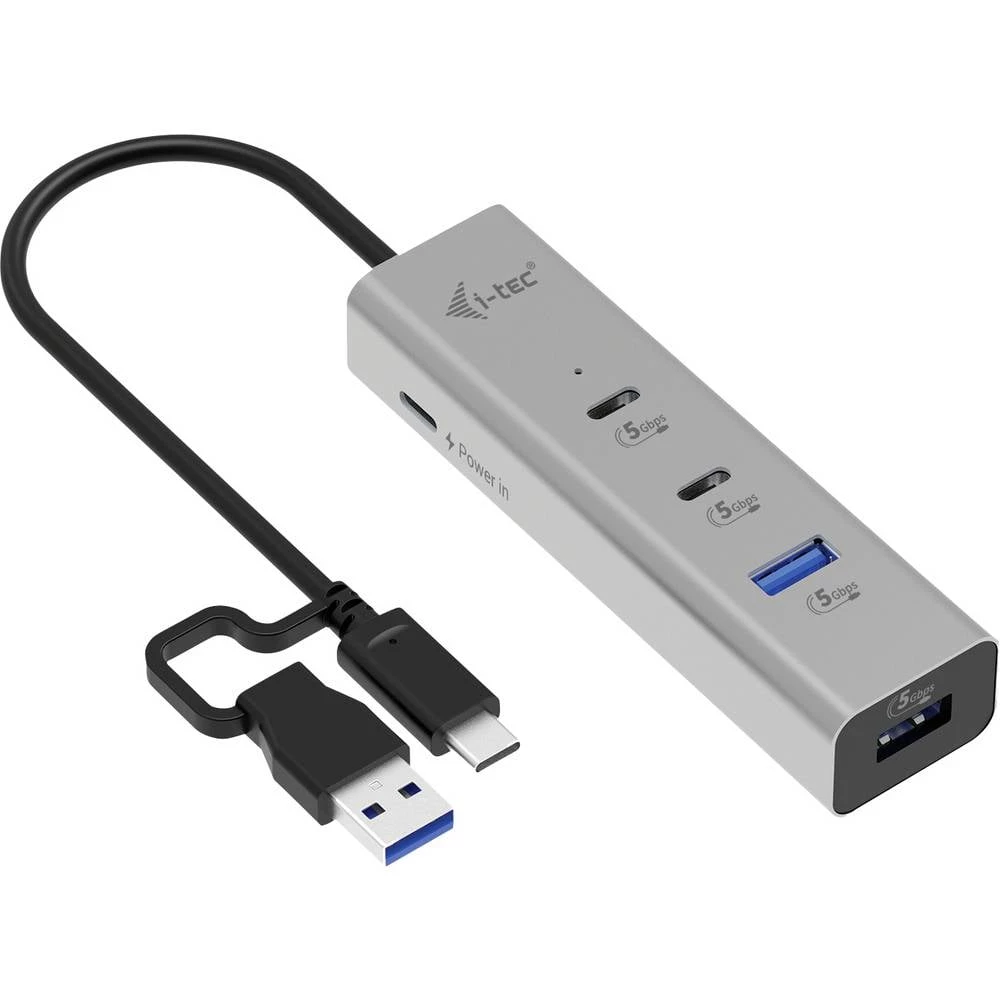 i-tec CAHUBMETAL2A2CPD USB-Hub 2+2 ulaza USB a, USB-C® USB 3.2 gen.1 5 GBit/s srebrna CAHUBMETAL2A2CPD slika