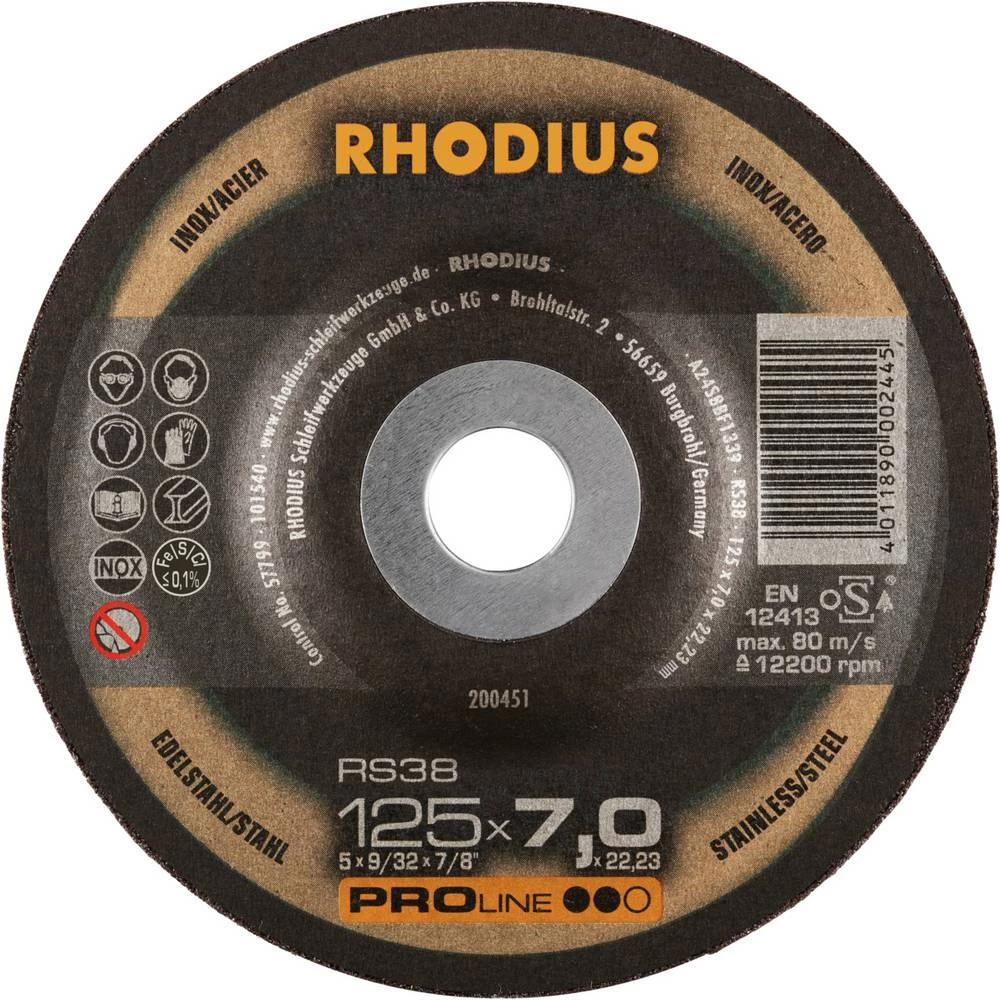 Rhodius 200451 RS38 brusna ploča nehrđajući čelik, čelik 25 kom. slika