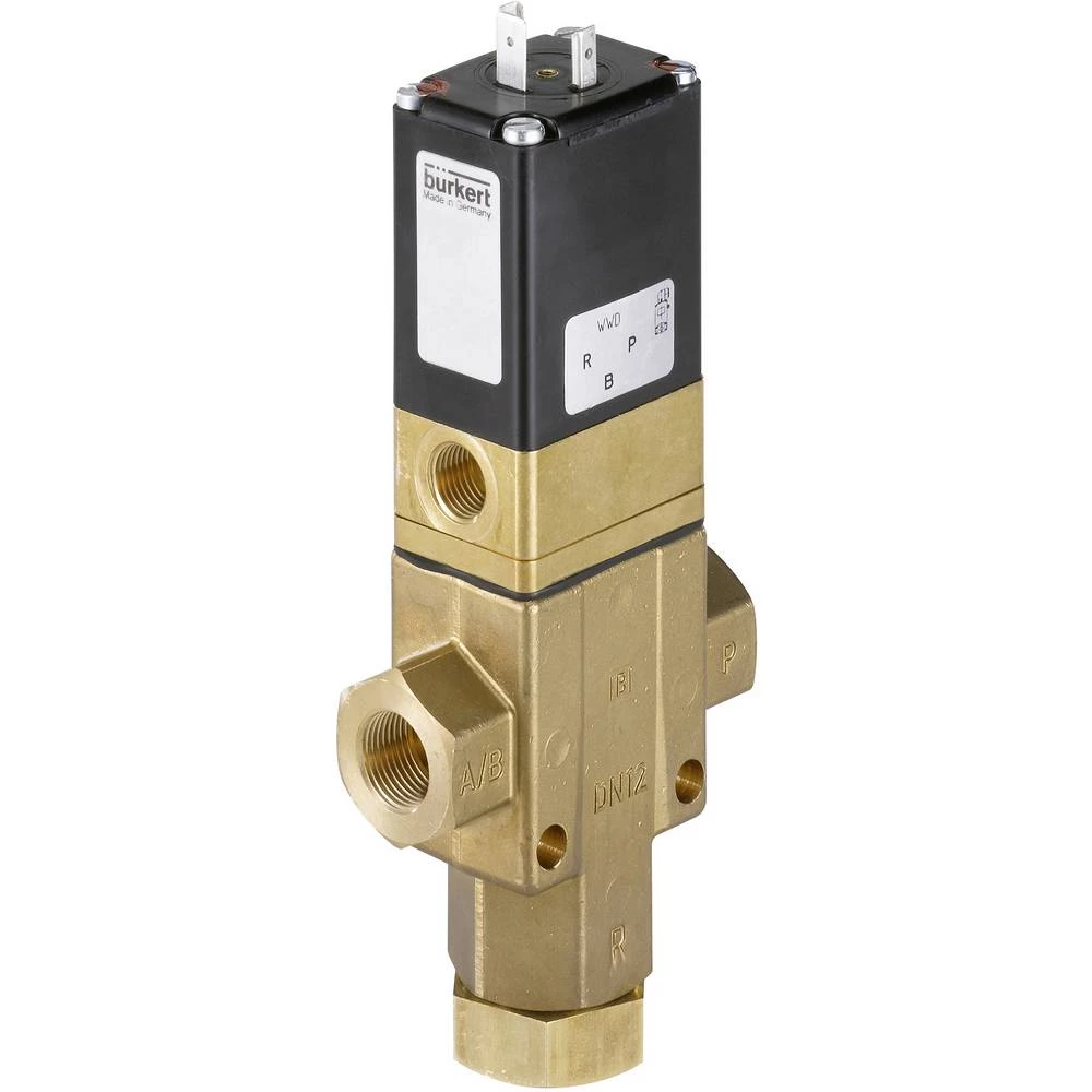 Bürkert 468418 3/2-smjerni servo upravljani ventil 120 V/AC npt 1/2 obujmica Nazivna širina 76 mm Materijal kućišta mjed Brtveni slika
