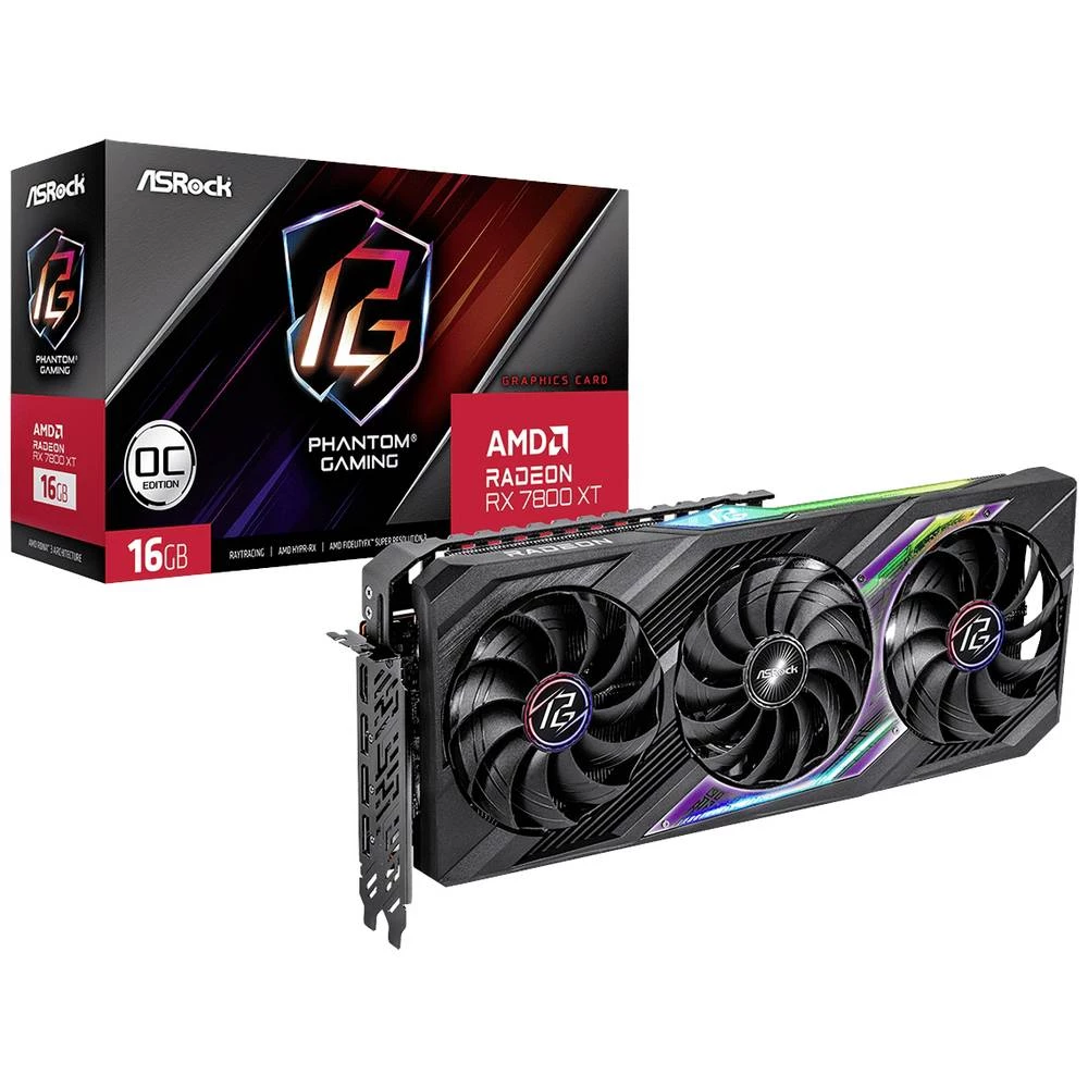 ASRock grafička kartica AMD Radeon RX 7800 XT Phantom Gaming OC  16 GB GDDR6-SDRAM PCIe x16  HDMI™, DisplayPort RGB osvj slika