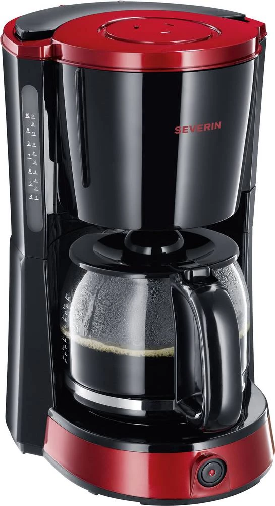 Aparat za kavu KA 4492 Severin zapremina šalica=10 funkcija zadržavanja topline crna, crvena (metalik) slika