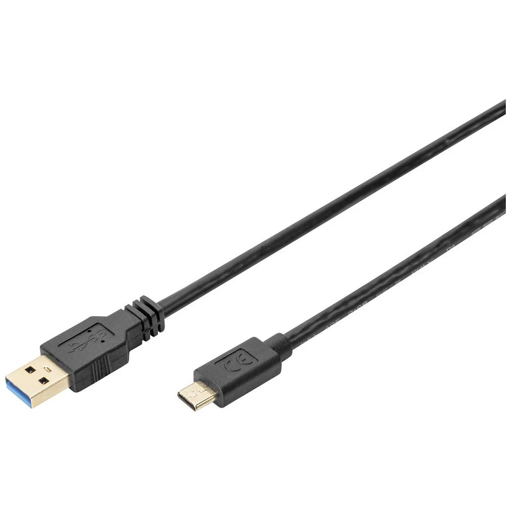 USB priključni kabel tipa C, tip C do A M/M, 1,0 m, Gen2, 3A, 10 GB, verzija 3.1, CE, blk  Digitus USB kabel  USB-A utikač, USB-C™ utikač 1 m crna  DB-300146-010-S slika