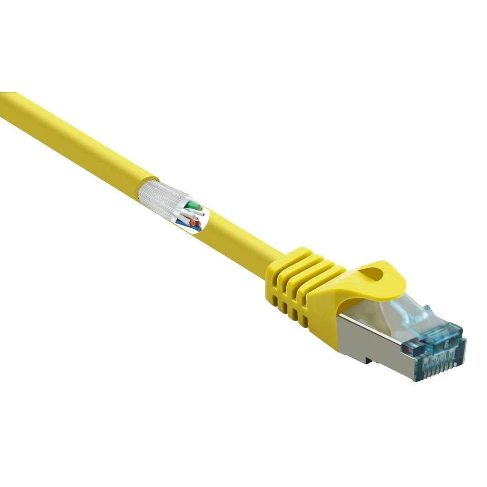 LAN (RJ45) Mreža Priključni kabel CAT 6A S/FTP 20 m Žuta sa zaštitom za nosić, Vatrostalan Basetech slika