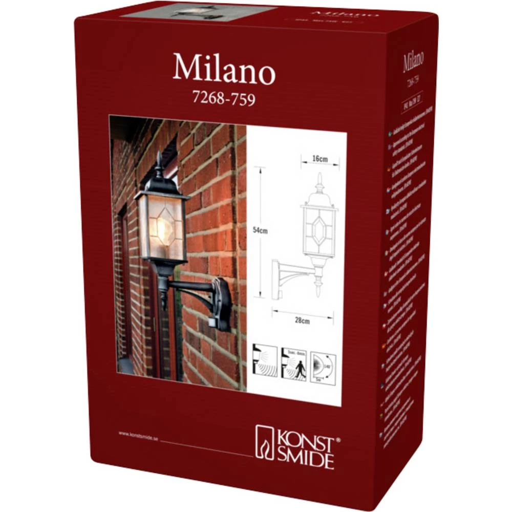 Konstsmide Milano 7268-759 vanjsko zidno svjetlo E27 75 W crna slika