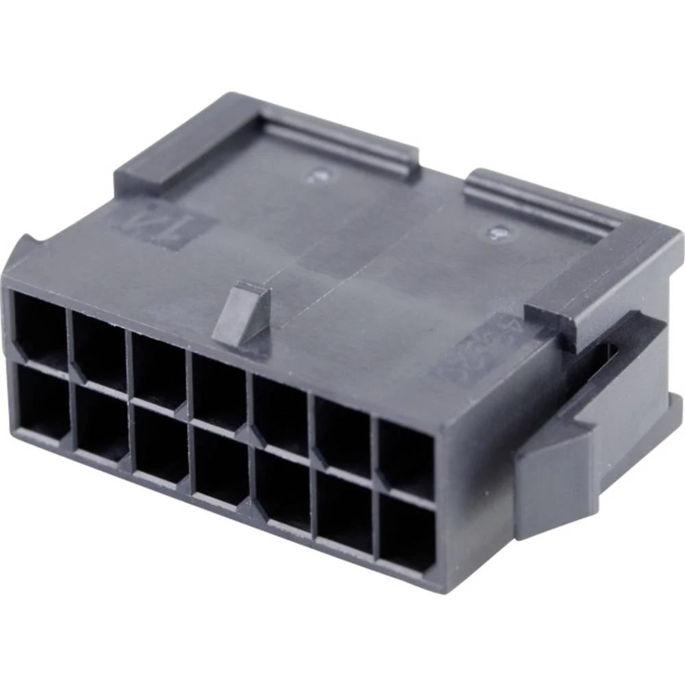 Molex 430201400 Micro-Fit 3.0 Plug Housing, Dual Row, 14 Circuits, UL 94V-0, Panel Mount Ears, Low-Halogen, Black slika