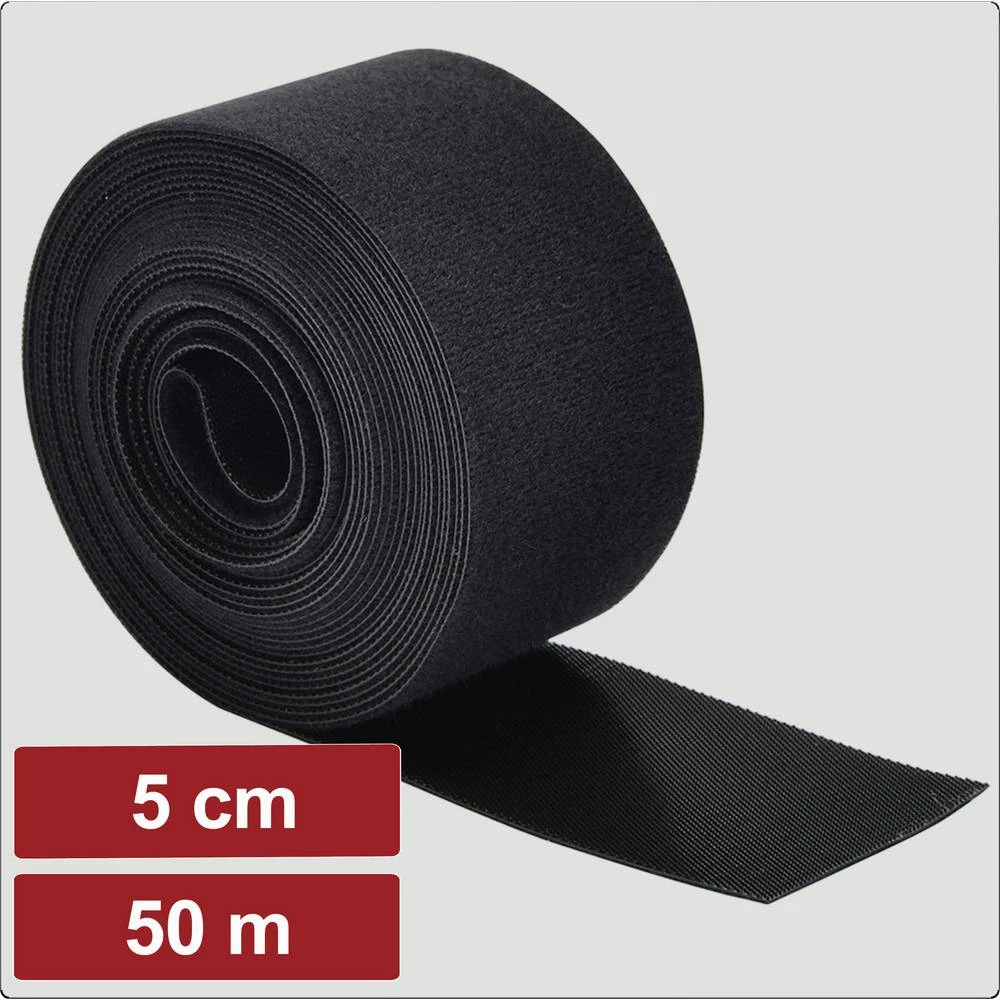 Electronic Garage EG25CA120 prianjajuća traka za povezivanje grip i mekana vunena tkanina (D x Š) 50 m x 5 cm crna 50 m slika