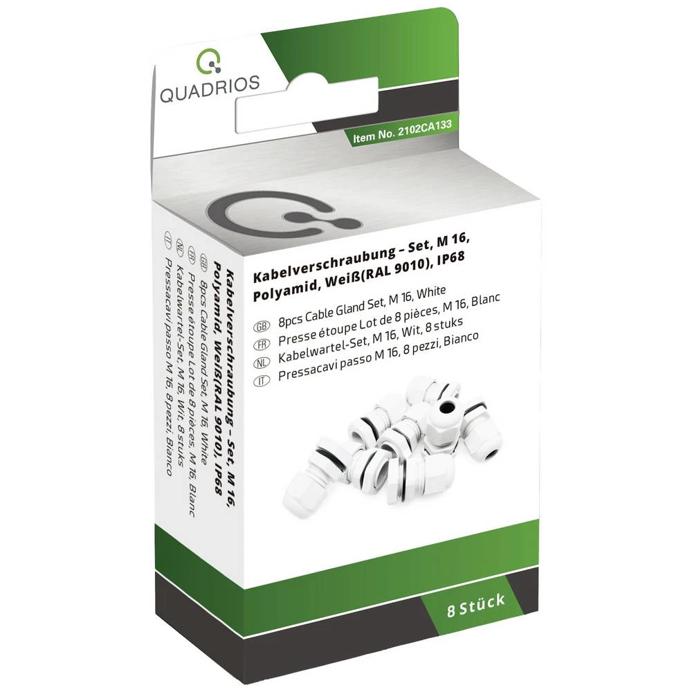 Quadrios 2102CA133 asortiman uvodnica M16 PA66 bijela 1 Set slika