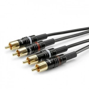 Hicon HBP-C2-0090 utičnica / Cinch audio priključni kabel [2x muški cinch konektor - 2x muški cinch konektor] 0.90 m crna slika