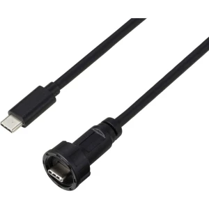 USB Type-C® 3.0 muški-muški IP67 (navojni) kabel 0,5 m TC-E10T-MT3-MWA/NWA-0.5PV-S Vodootporni plastični kabel TC-135435 slika
