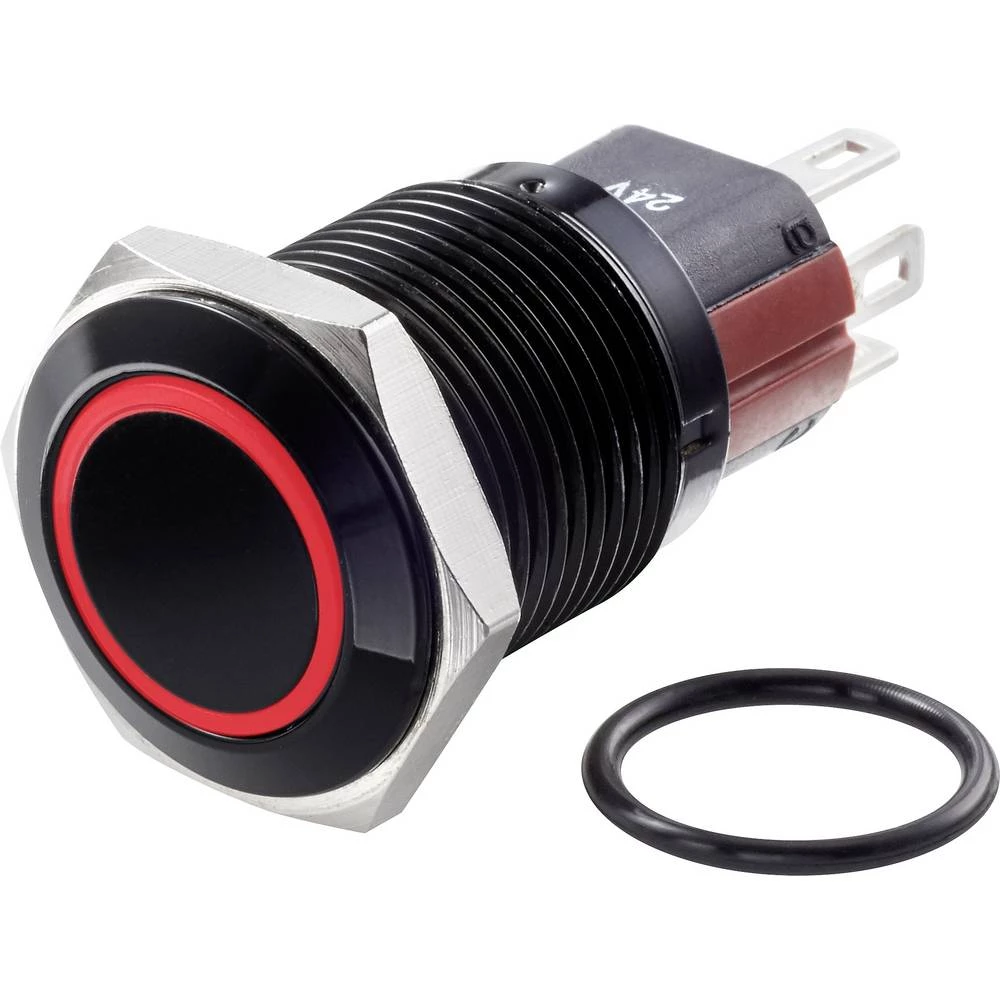 TRU COMPONENTS TC-GQ16-KF-11ZE/J/R/12V/A Tlačni prekidač sa zaštitom od vandalizma 48 V/DC 2 A 1 x OFF/ON IP65 zadržava položaj slika