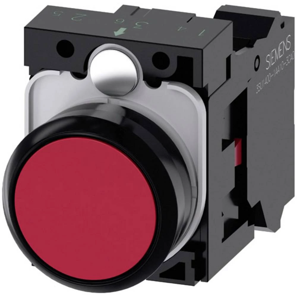 Siemens 3SU1100-0AB20-3CA0 tipkalo prednji prsten od plastike, okrugao  dugme crna, crvena   1 St. slika