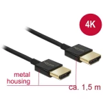 Delock HDMI Priključni kabel [1x Muški konektor HDMI - 1x Muški konektor HDMI] 1.5 m Crna