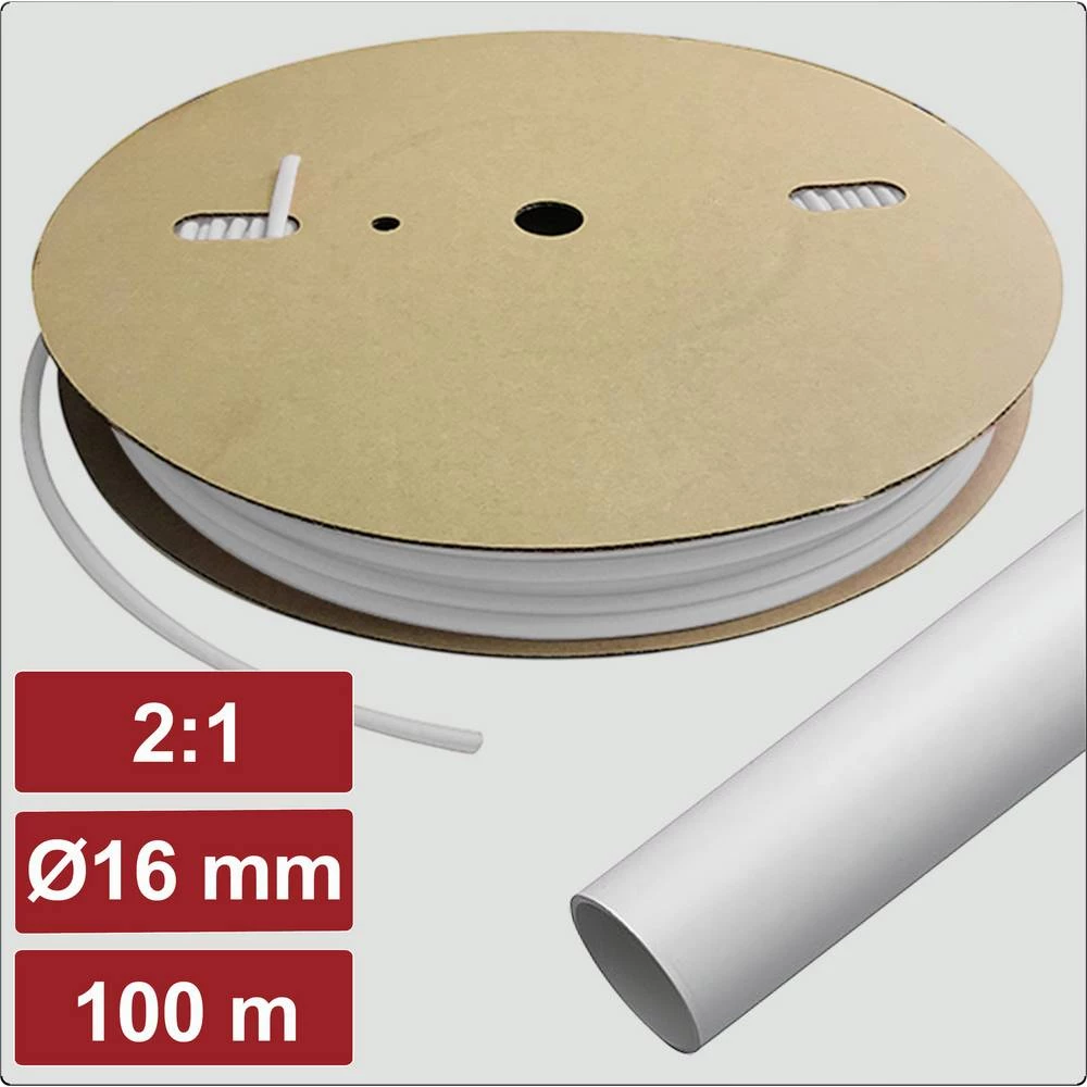 Electronic Garage EG25CA030 skupljajuća cijev s ljepilomi bijela 16 mm 8 mm Stopa skupljanja:2:1 100 m slika