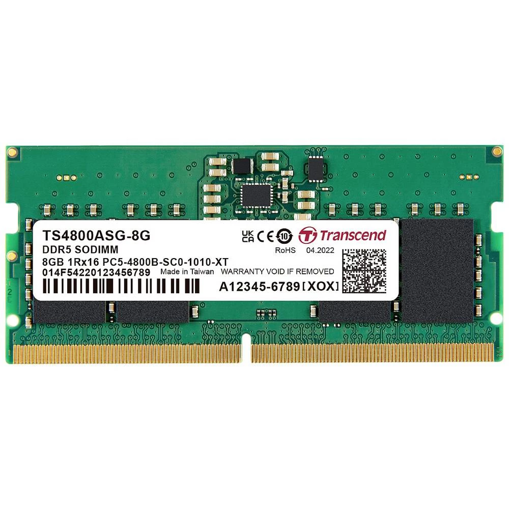 Transcend TS4800ASG-8G memorijski modul prijenosnog računala DDR5 8 GB 1 x 8 GB ECC 4800 MHz 262pin SO-DIMM CL40 TS4800A slika