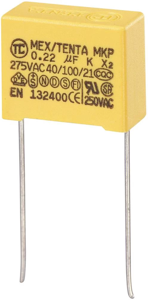 TRU COMPONENTS MKP-X2 MKP-X2-Kondenzator za uklanjanje poremećaja radijalno ožičen 0.22 &micro;F 275 V/AC 10 % 15 mm (D x Š x V) slika