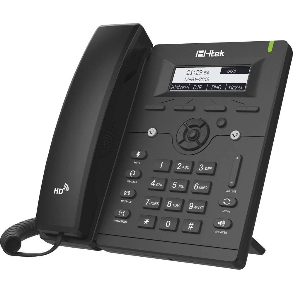 Telefon s kabelom, VoIP TipTel Htek UC902 Handsfree, Priključak za slušalice, PoE Osvjetljeni zaslon Crna slika