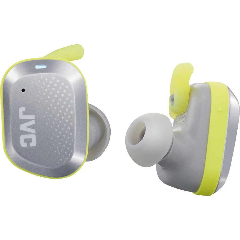 Bluetooth&reg; sportske in ear slušalice JVC HA-AE5T-H u ušima otporne na znojenje, vodootporne srebrna, žuta slika