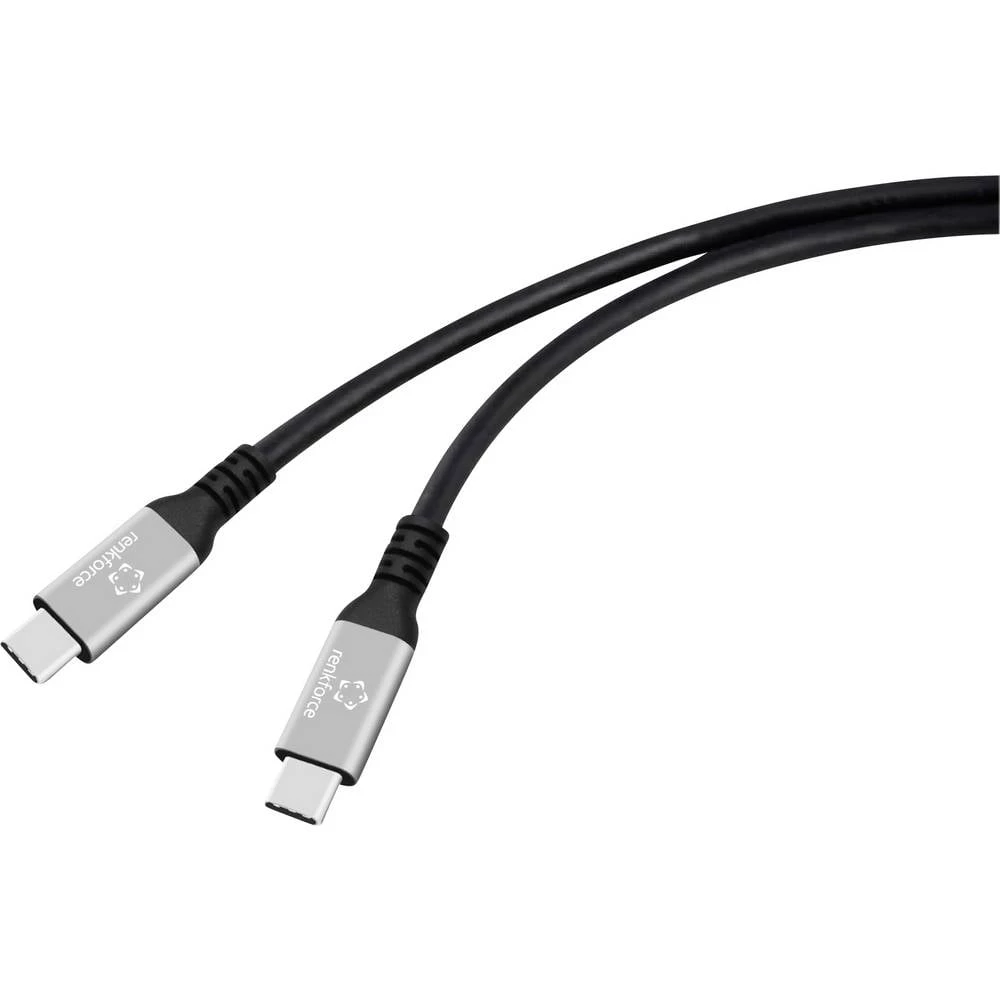 Renkforce USB-C kabel USB 4.0 USB-C® utikač 0.50 m crna aluminijski utikač, silikonski, visokofleksibilan, 8K UHD RF-682 slika