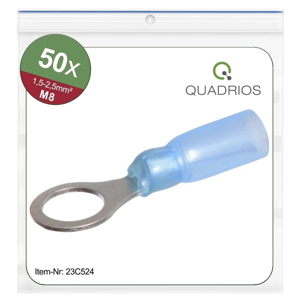 Quadrios 23C524 prstenasta kabelska stopica Presjek (maks.)=2.5 mm² Otvor Ø=8.5 mm izolirani dio plava boja 50 St. slika
