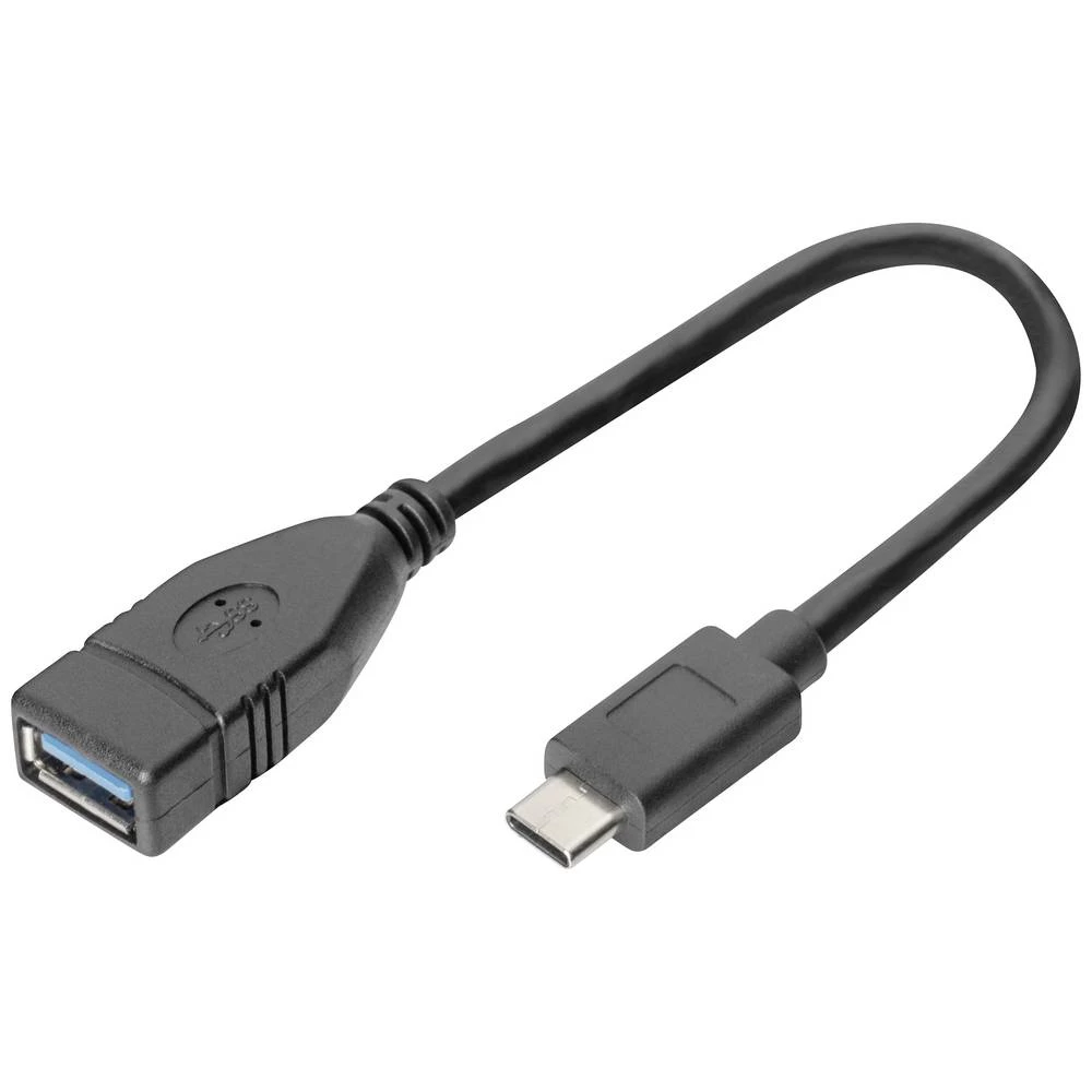 USB Type-C adapter kabel, OTG, Type-C - A M/F, 0,15m, 3A, 5GB, verzija 3.0, blk  Digitus USB kabel  USB-C™ utikač, USB-A utičnica 0.15 m crna  DB-300315-001-S slika