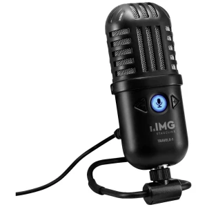 IMG STAGELINE TRAVELX-1 USB kondenzatorski mikrofon s malom dijafragmom za podcaste, konferencije i kućni ured Monacor TravelX-1 stojeći glasovni mikrofon Način prijenosa:žičani prekidač, uklj. torba slika