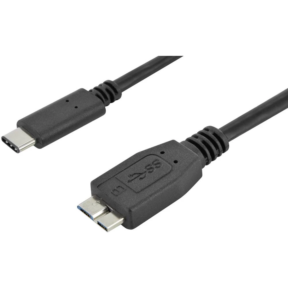 ednet USB 2.0, USB 3.0 Priključni kabel [1x USB 3.1 muški konektor AC - 1x Muški konektor USB 3.0 tipa Micro B] 1 m Crna Okrugli slika