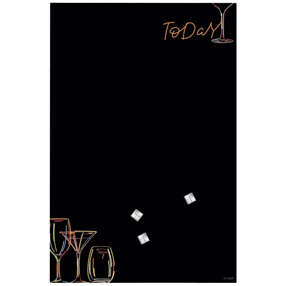 Sigel magnetska ploča od stakla Design Drinks matt (Š x V) 400 mm x 600 mm crna, narančasta GL396 slika