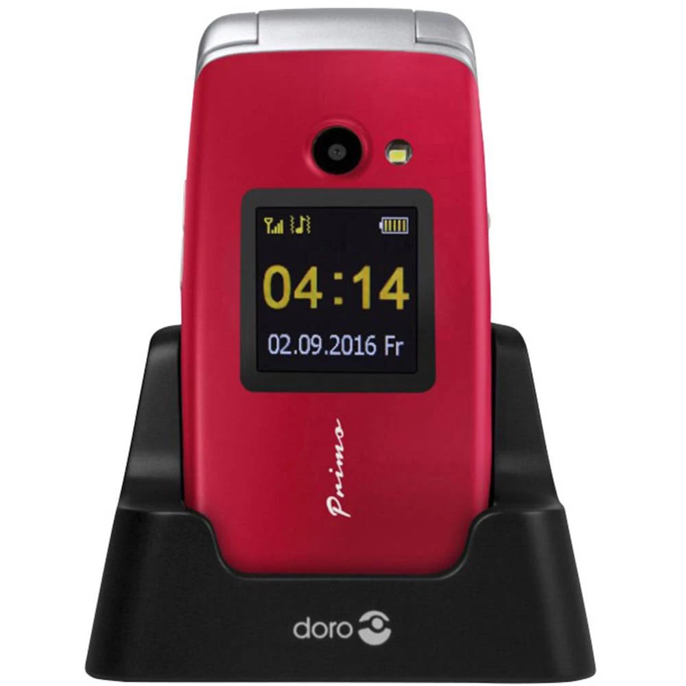 Primo by DORO 414 Senior preklopni telefon Stanica za punjenje Crvena slika