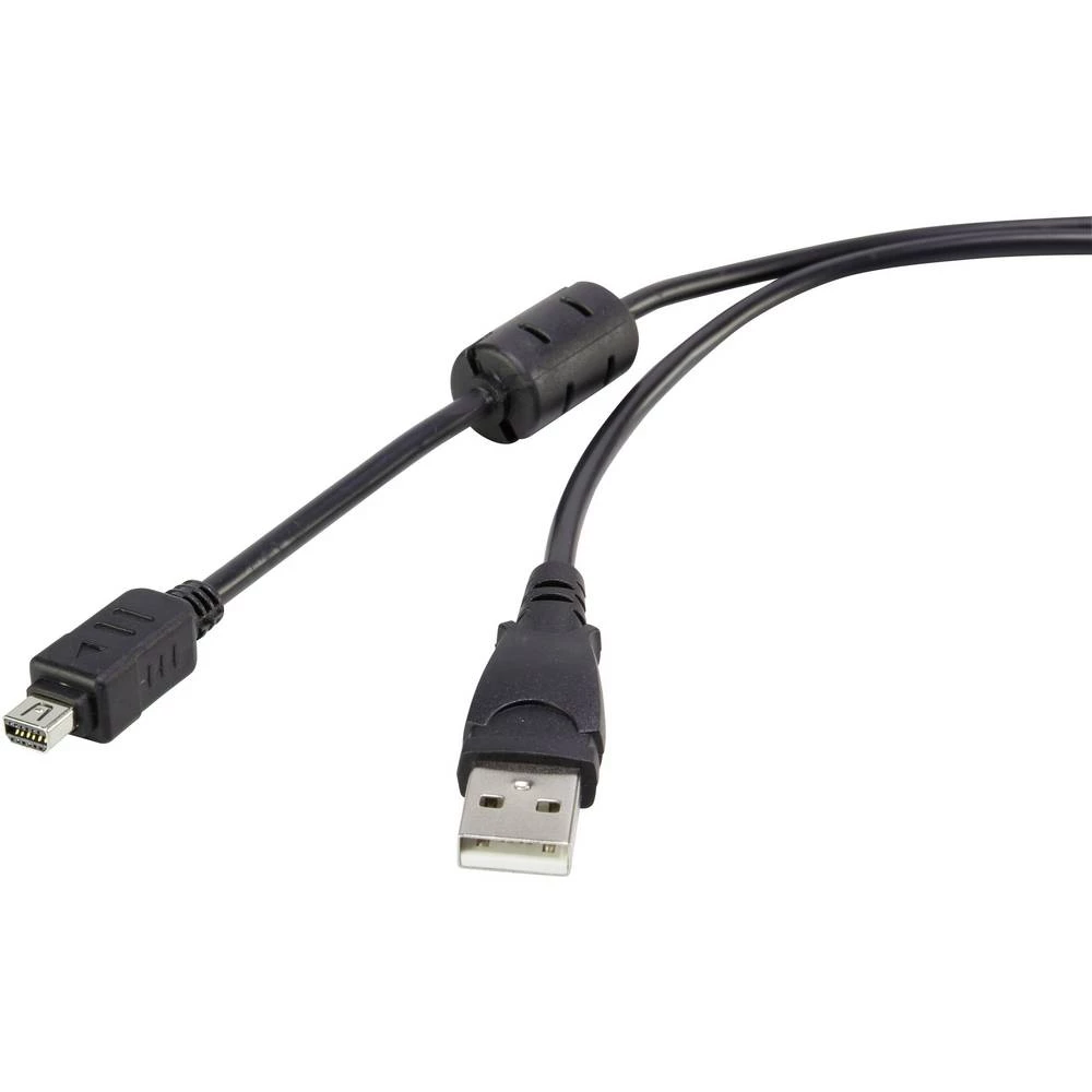 Renkforce USB kabel USB 2.0 USB-A utikač 1.50 m crna boja s feritnom jezgrom, pozlaćeni kontakti slika
