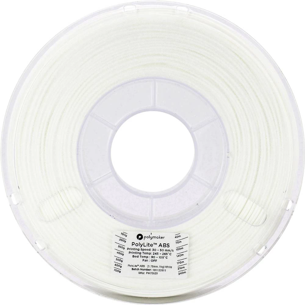 3D pisač filament Polymaker PolyLite 70629 ABS plastika 1.75 mm Bijela 1 kg slika