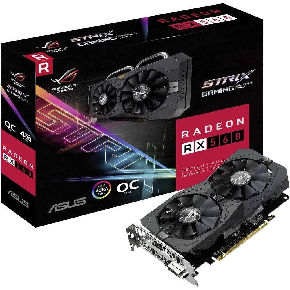 Grafička kartica Asus AMD Radeon RX 560 Strix Overclocked 4 GB GDDR5-RAM PCIe x16 HDMI&trade;, DVI, DisplayPort slika