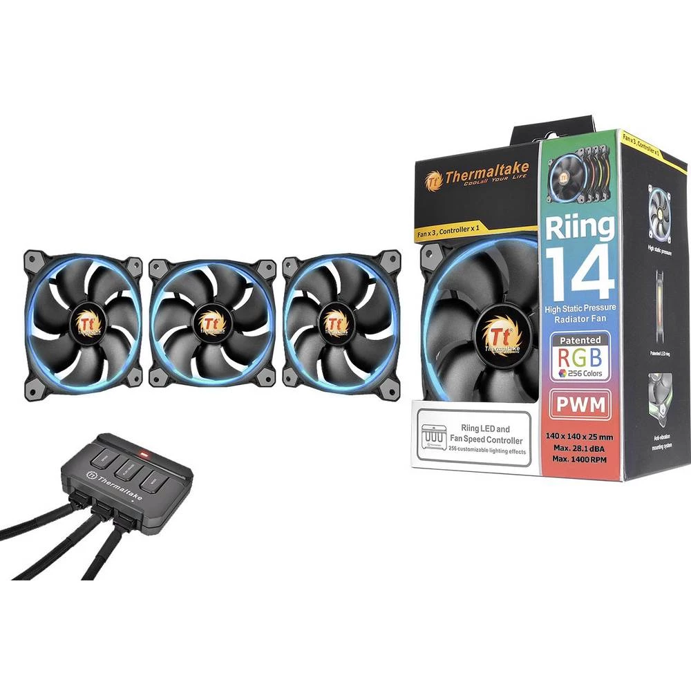 Ventilator za PC kućište Thermaltake 3x Riing 14 LED RGB Crna (Š x V x d) 140 x 140 x 25 mm slika