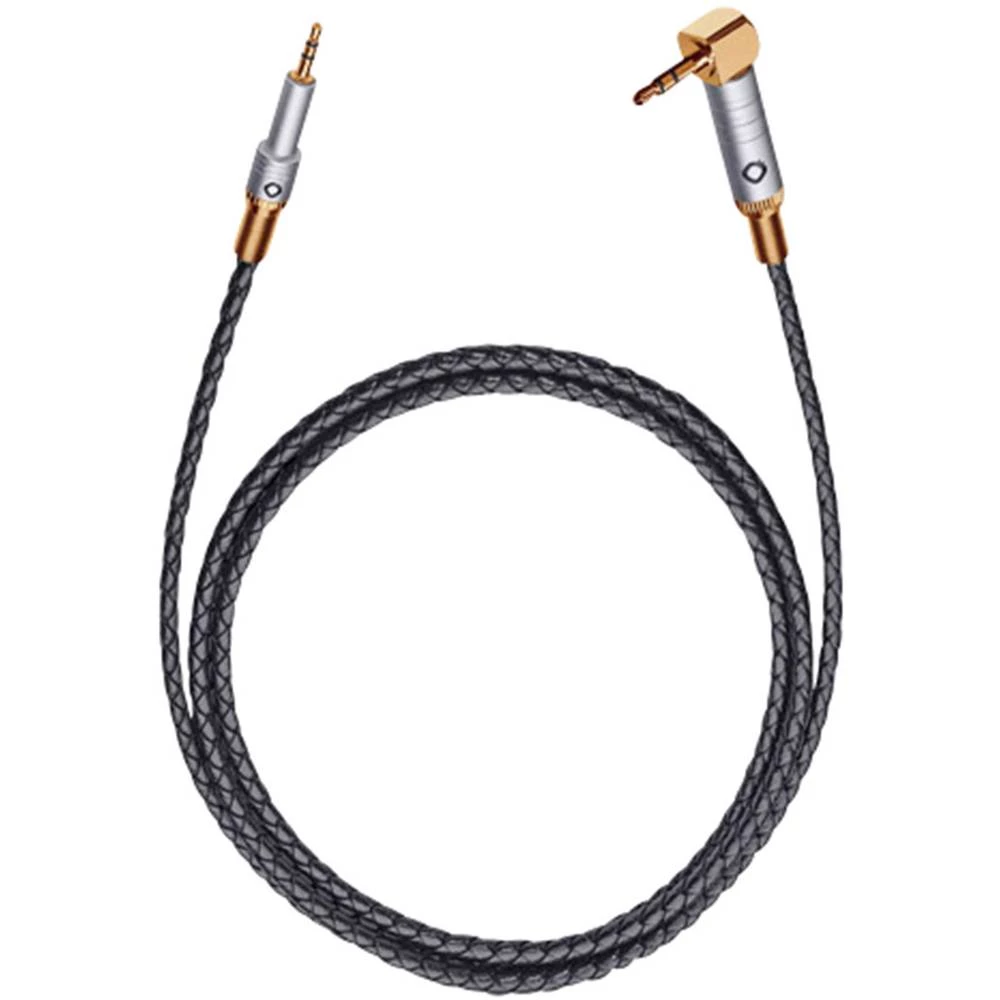 Oehlbach Utičnica Audio Priključni kabel [1x 2,5 mm banana utikač - 1x 3,5 mm banana utikač] 1.50 m Crna Oplaštenje kožom , pozl slika
