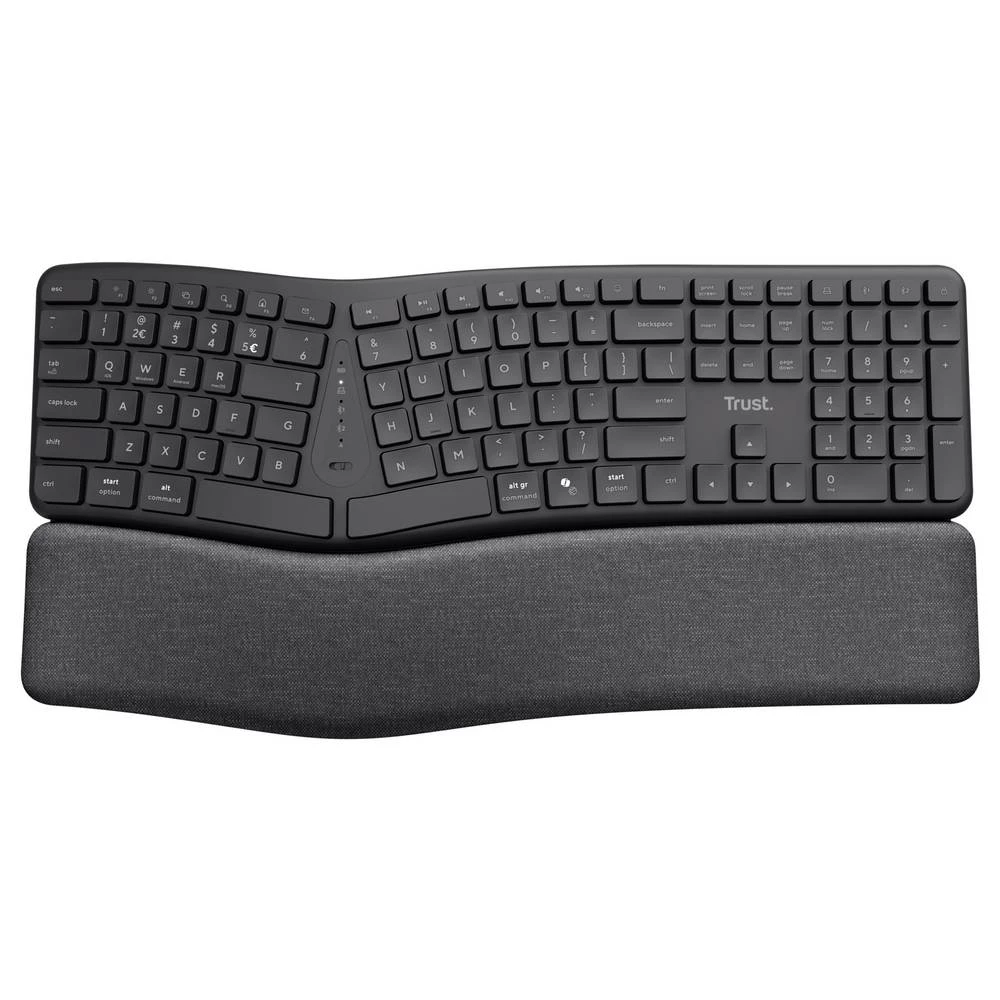 Trust Keyra ERGO Wireless Multi Keyboard DE Bluetooth®, bežično tipkovnica ergonomski njemačka, qwertz crna slika